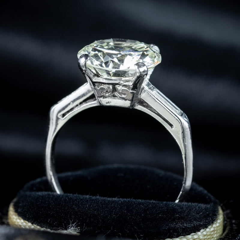 Art Deco Diamond Solitaire Ring 4.61ct Total 