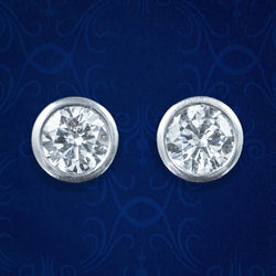 Art Deco Diamond Solitaire Stud Earrings 18ct Gold 1.2ct Total 