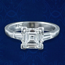 Art Deco Diamond Trilogy Ring 2ct Square Cut Diamond