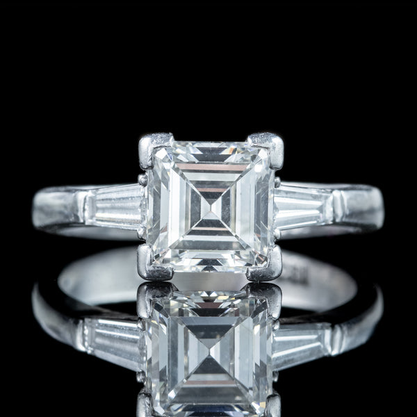 Art Deco Diamond Trilogy Ring 2ct Square Cut Diamond