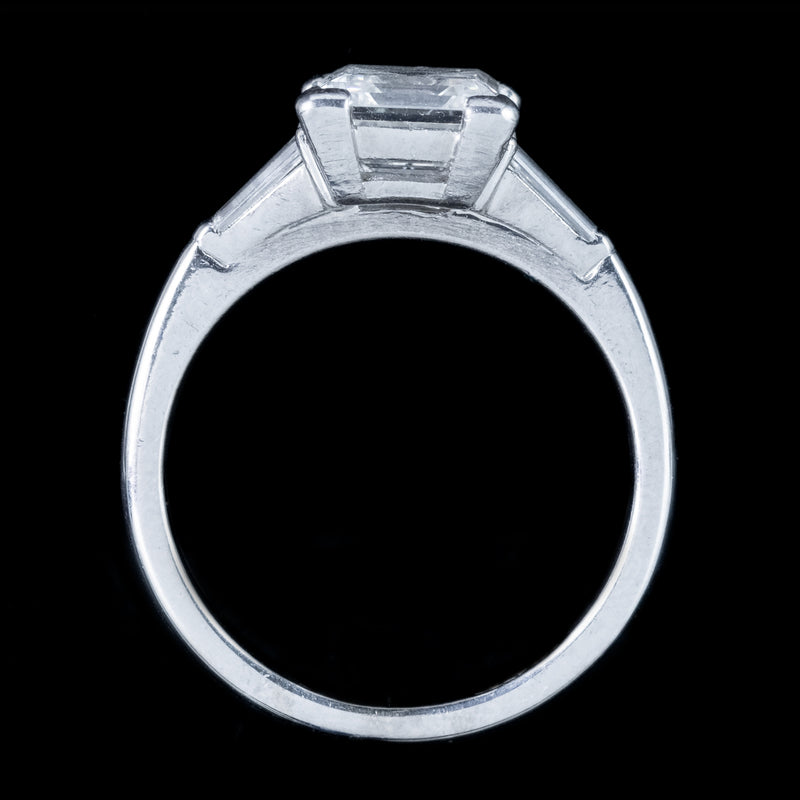 Art Deco Diamond Trilogy Ring 2ct Square Cut Diamond