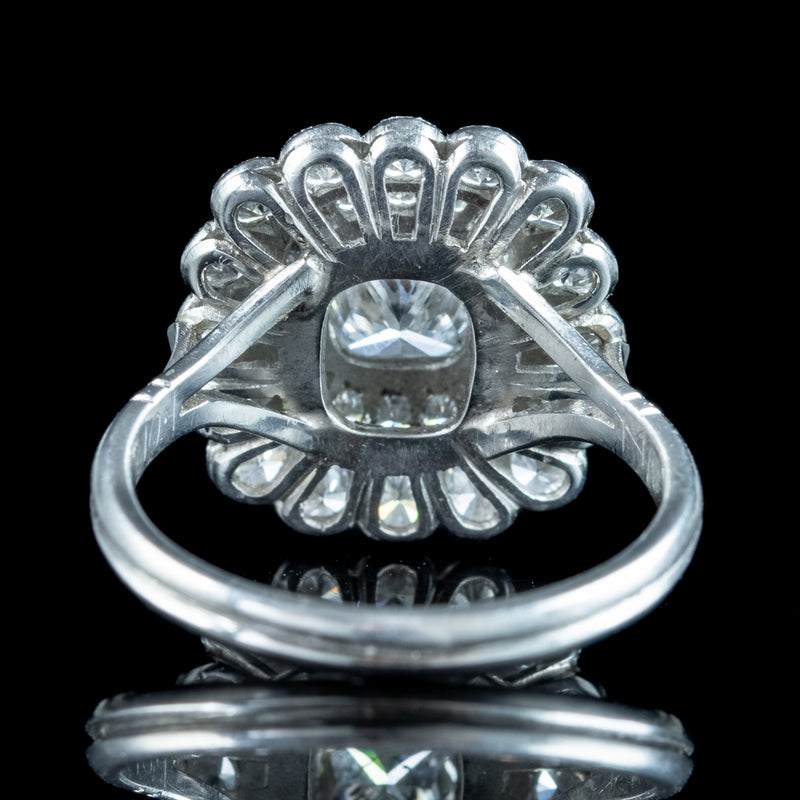 Art Deco Style Diamond Cluster Ring 3ct Total