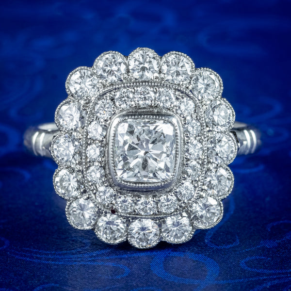 Art Deco Style Diamond Cluster Ring 3ct Total