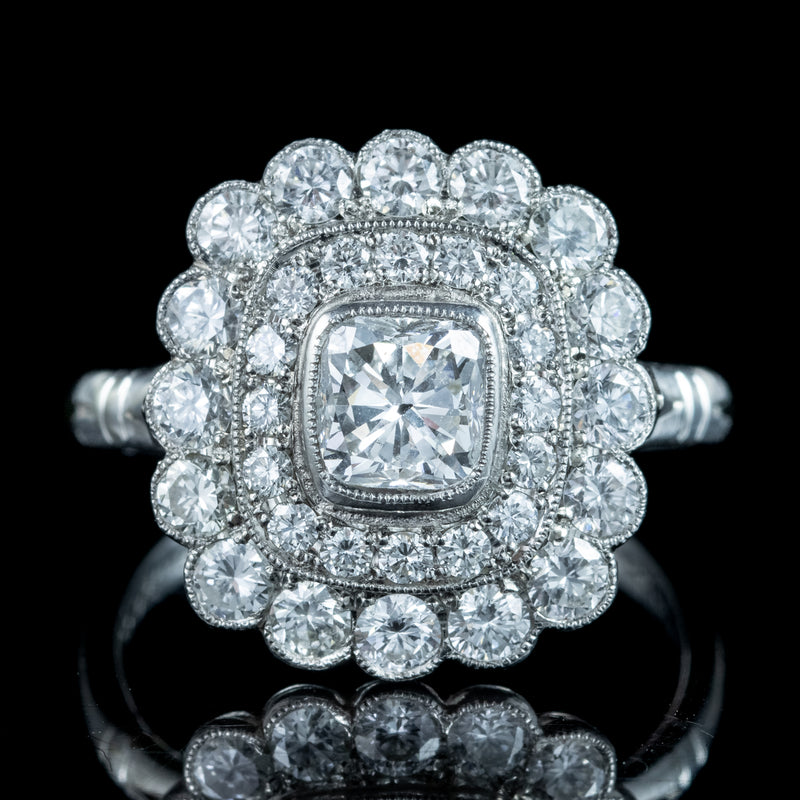 Art Deco Style Diamond Cluster Ring 3ct Total