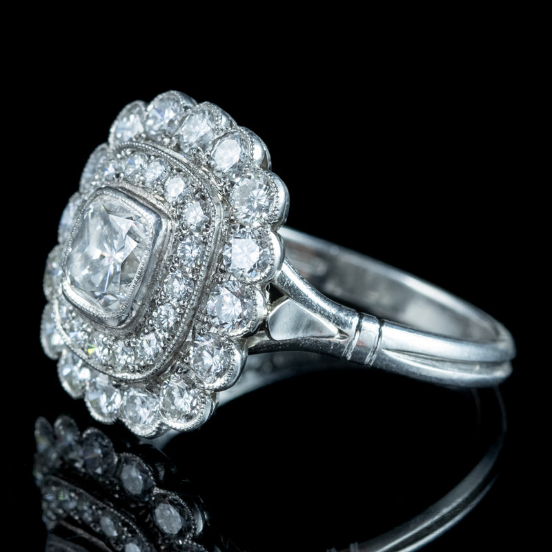 Art Deco Style Diamond Cluster Ring 3ct Total