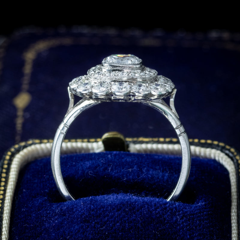 Art Deco Style Diamond Cluster Ring 3ct Total