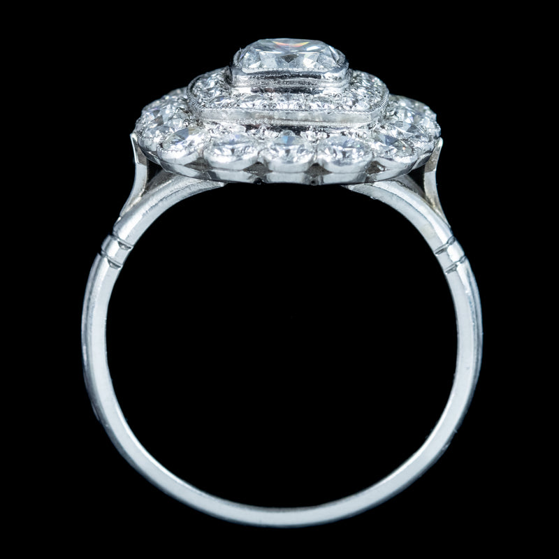 Art Deco Style Diamond Cluster Ring 3ct Total