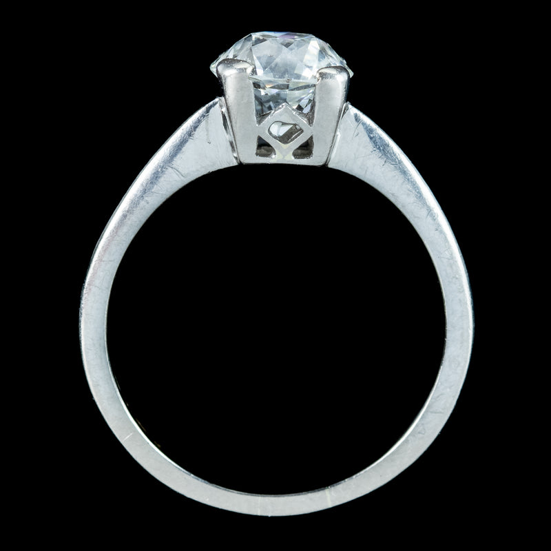 Art Deco Style Diamond Solitaire Ring 1.35ct Old Cut Diamond