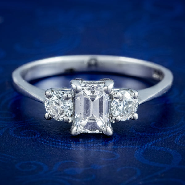 Art Deco Style Diamond Trilogy Ring 1.15ct Total