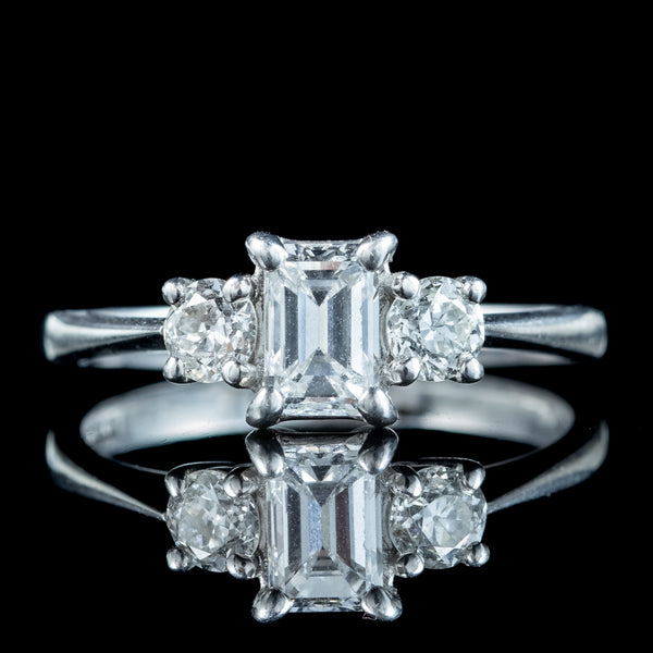 Art Deco Style Diamond Trilogy Ring 1.15ct Total