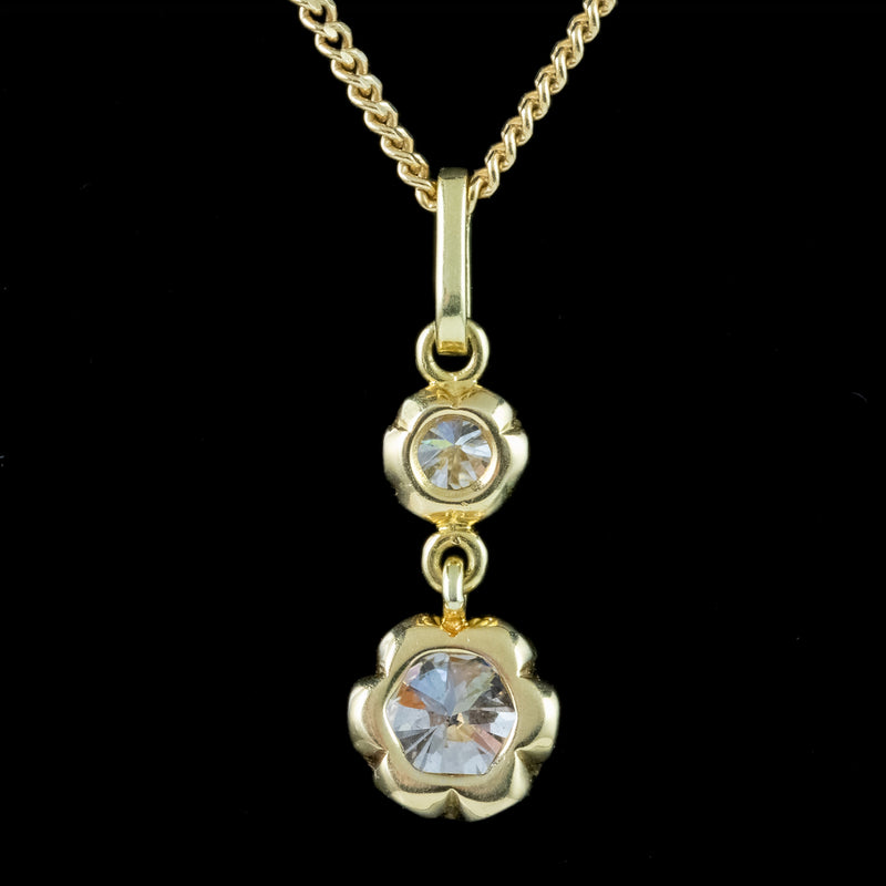 Antique Edwardian Diamond Pendant Necklace 18ct Gold 0.95ct Total