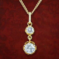 Antique Edwardian Diamond Pendant Necklace 18ct Gold 0.95ct Total