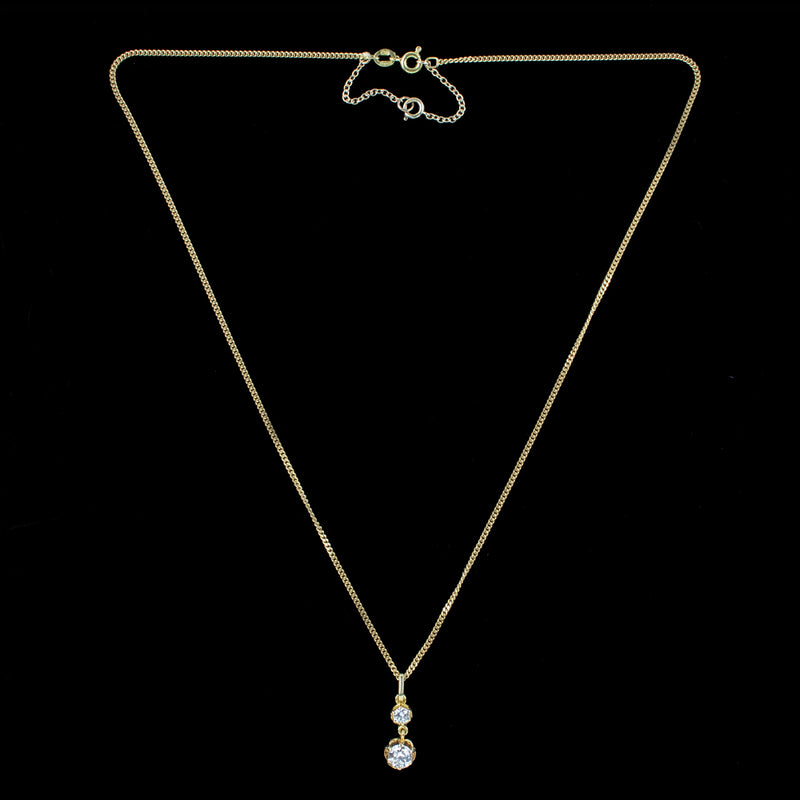 Antique Edwardian Diamond Pendant Necklace 18ct Gold 0.95ct Total