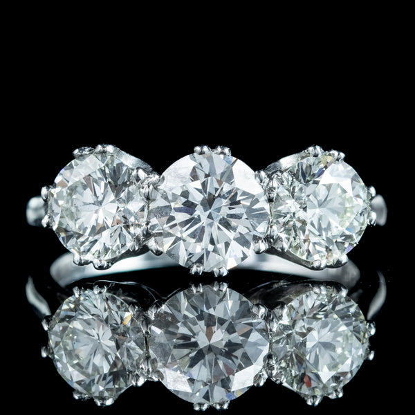 Edwardian Style Diamond Trilogy Ring 2.75ct Diamond With Cert