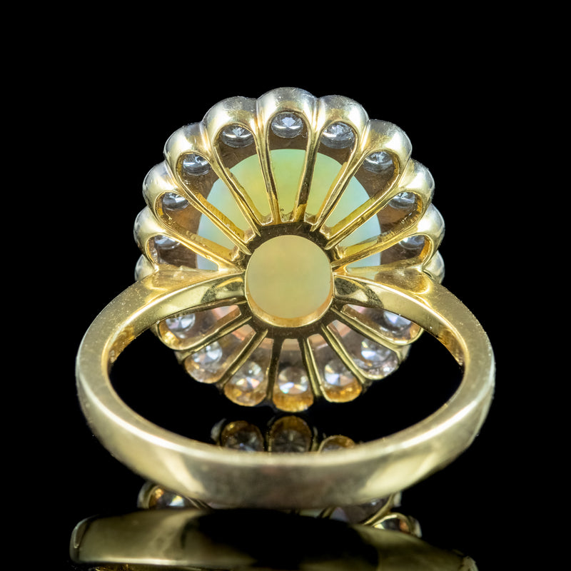 Edwardian Style Opal Diamond Daisy Cluster Ring 3ct Opal