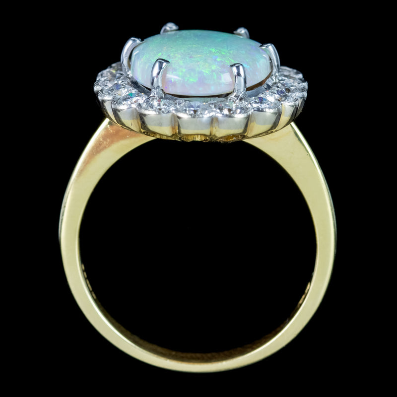 Edwardian Style Opal Diamond Daisy Cluster Ring 3ct Opal