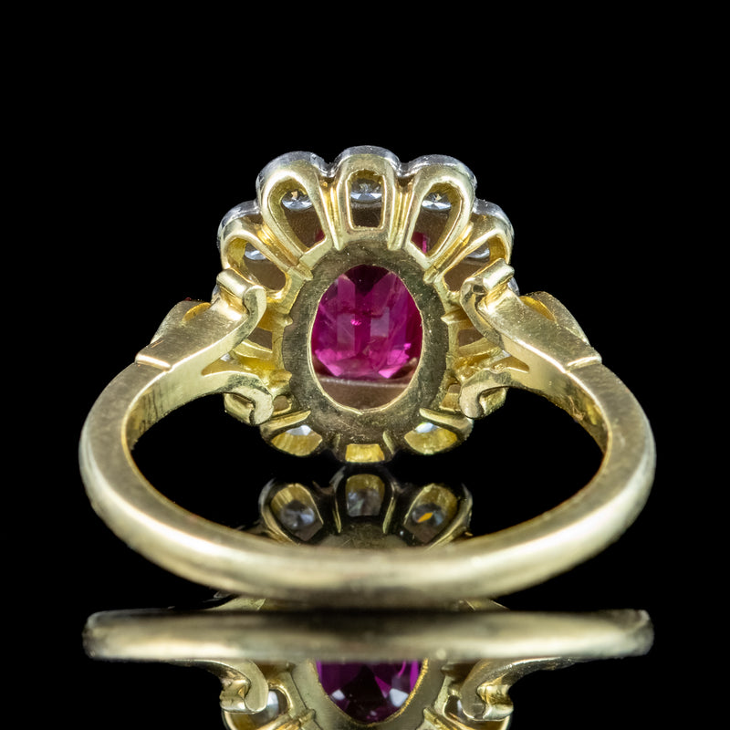 Edwardian Style Ruby Diamond Cluster Ring 0.75ct Ruby