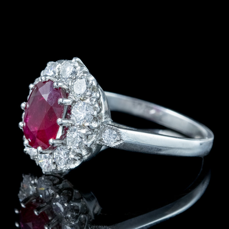 Edwardian Style Ruby Diamond Cluster Ring 1.5ct Ruby 