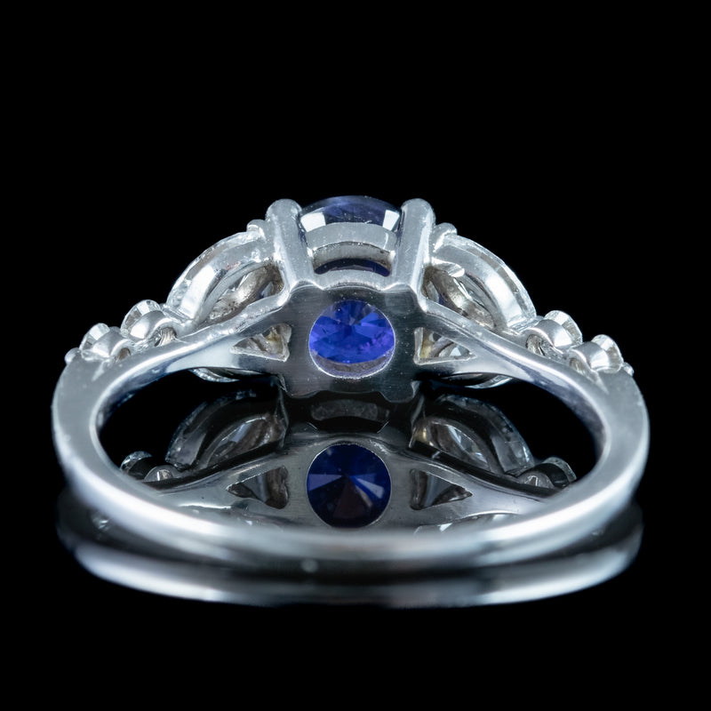 Edwardian Style Sapphire Diamond Ring 0.80ct Blue Sapphire 