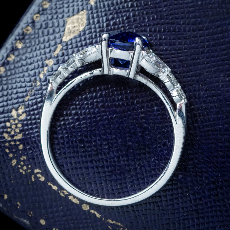 Edwardian Style Sapphire Diamond Ring 0.80ct Blue Sapphire 