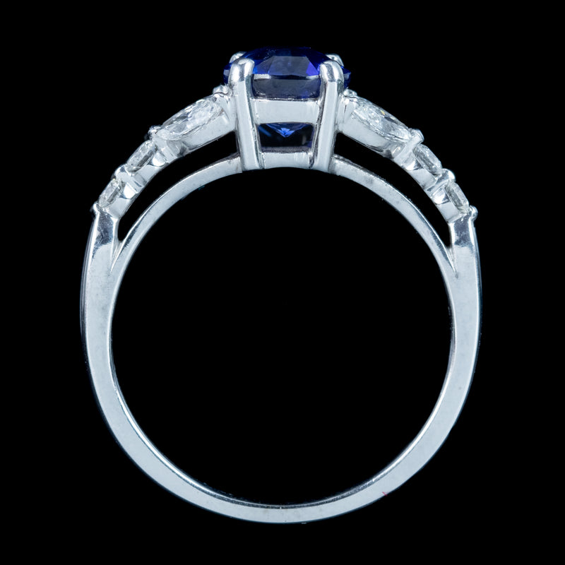 Edwardian Style Sapphire Diamond Ring 0.80ct Blue Sapphire 