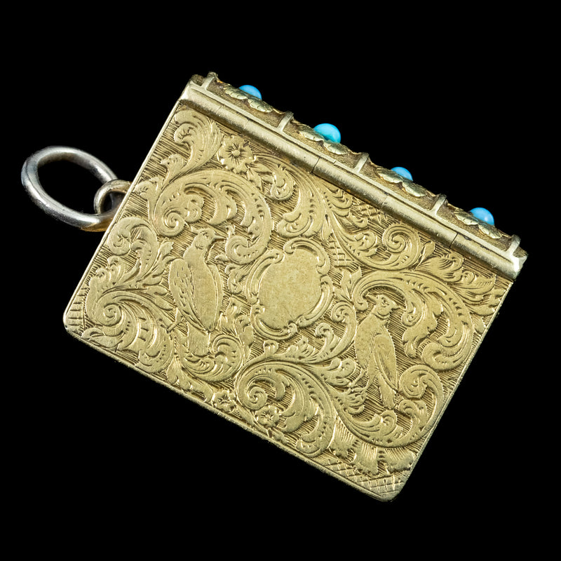 Antique Georgian Turquoise Vinaigrette Book Locket 18ct Gold 