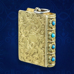 Antique Georgian Turquoise Vinaigrette Book Locket 18ct Gold 