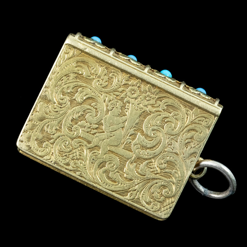 Antique Georgian Turquoise Vinaigrette Book Locket 18ct Gold 