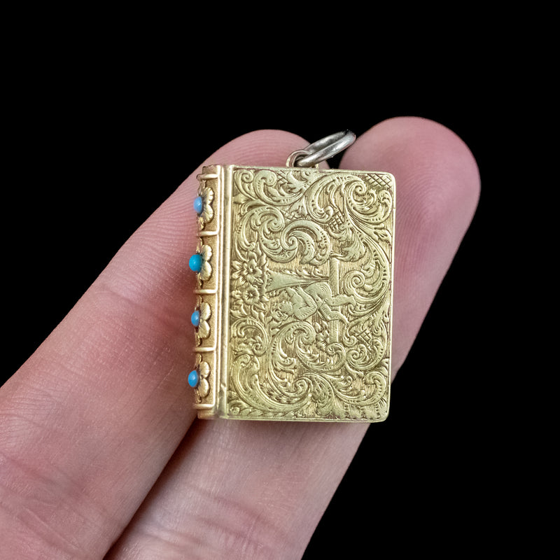 Antique Georgian Turquoise Vinaigrette Book Locket 18ct Gold 