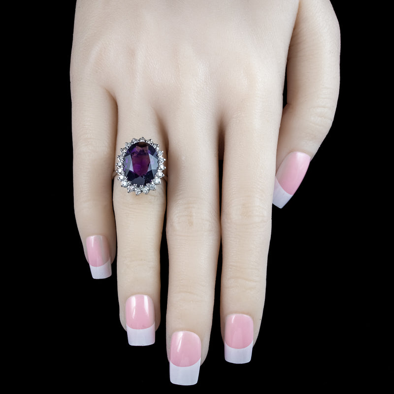 Vintage Amethyst Diamond Cocktail Ring 7ct Amethyst