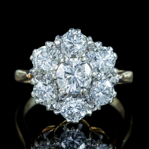 Vintage Diamond Cluster Ring 2.5ct Total