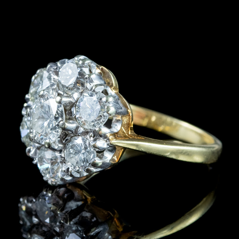 Vintage Diamond Cluster Ring 2.5ct Total