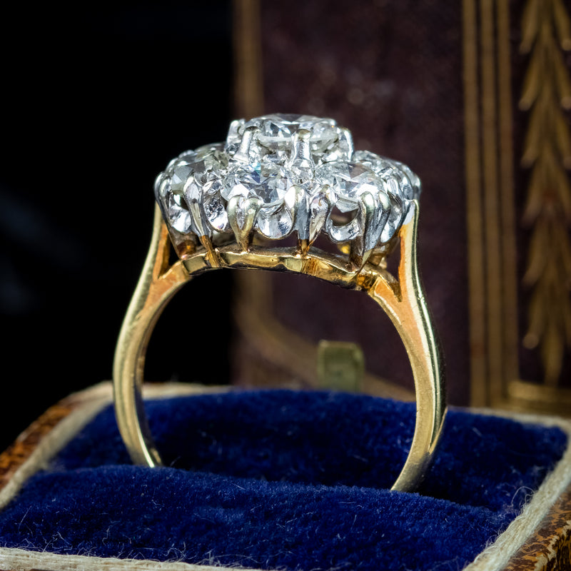 Vintage Diamond Cluster Ring 2.5ct Total