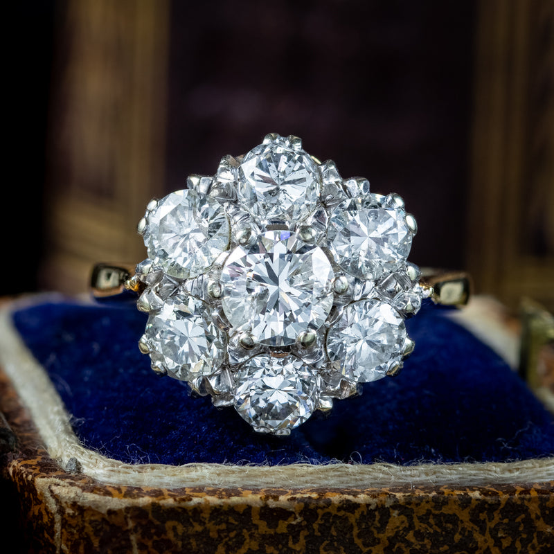 Vintage Diamond Cluster Ring 2.5ct Total