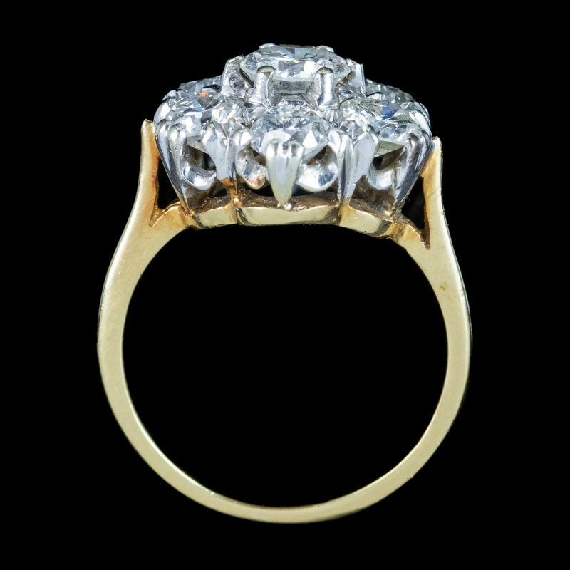 Vintage Diamond Cluster Ring 2.5ct Total