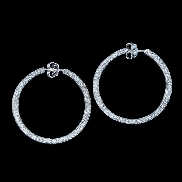 Vintage Diamond Hoop Earrings 18ct Gold 5ct Total