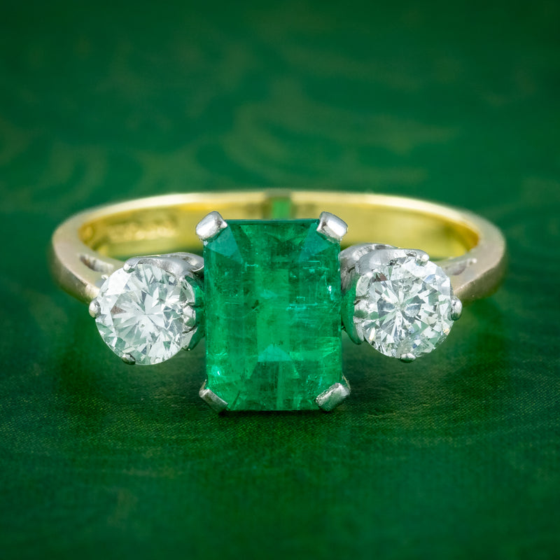 Buy Emerald Engagement Ring With Diamonds 14K Yellow Gold Ring-vintage  Emerald Engagement Ring-natural Emerald Ring-edwardian Emerald Ring Online  in India - Etsy