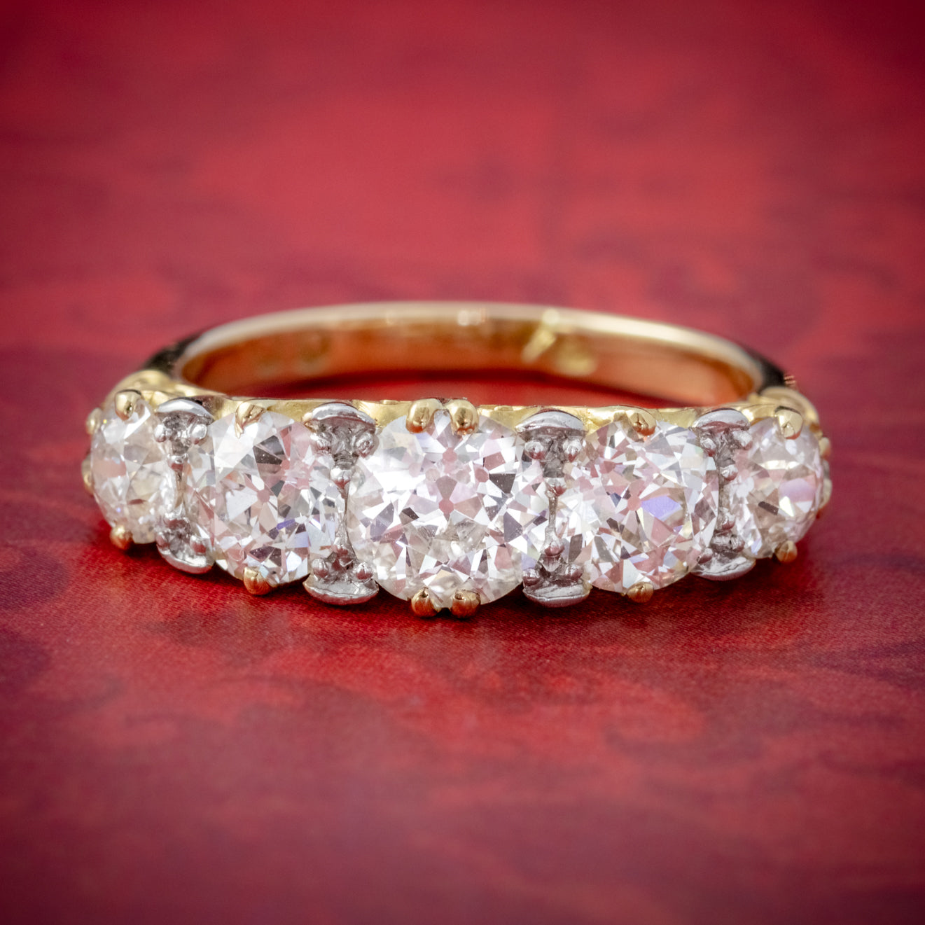 ANTIQUE VICTORIAN DIAMOND FIVE STONE RING 18CT GOLD 3.09CT DIAMONDS CI ...