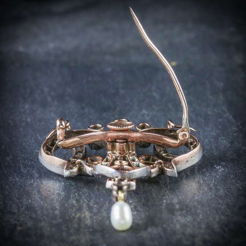 Antique Edwardian Diamond Pearl Brooch 5ct Of Diamond – Antique Jewellery  Online