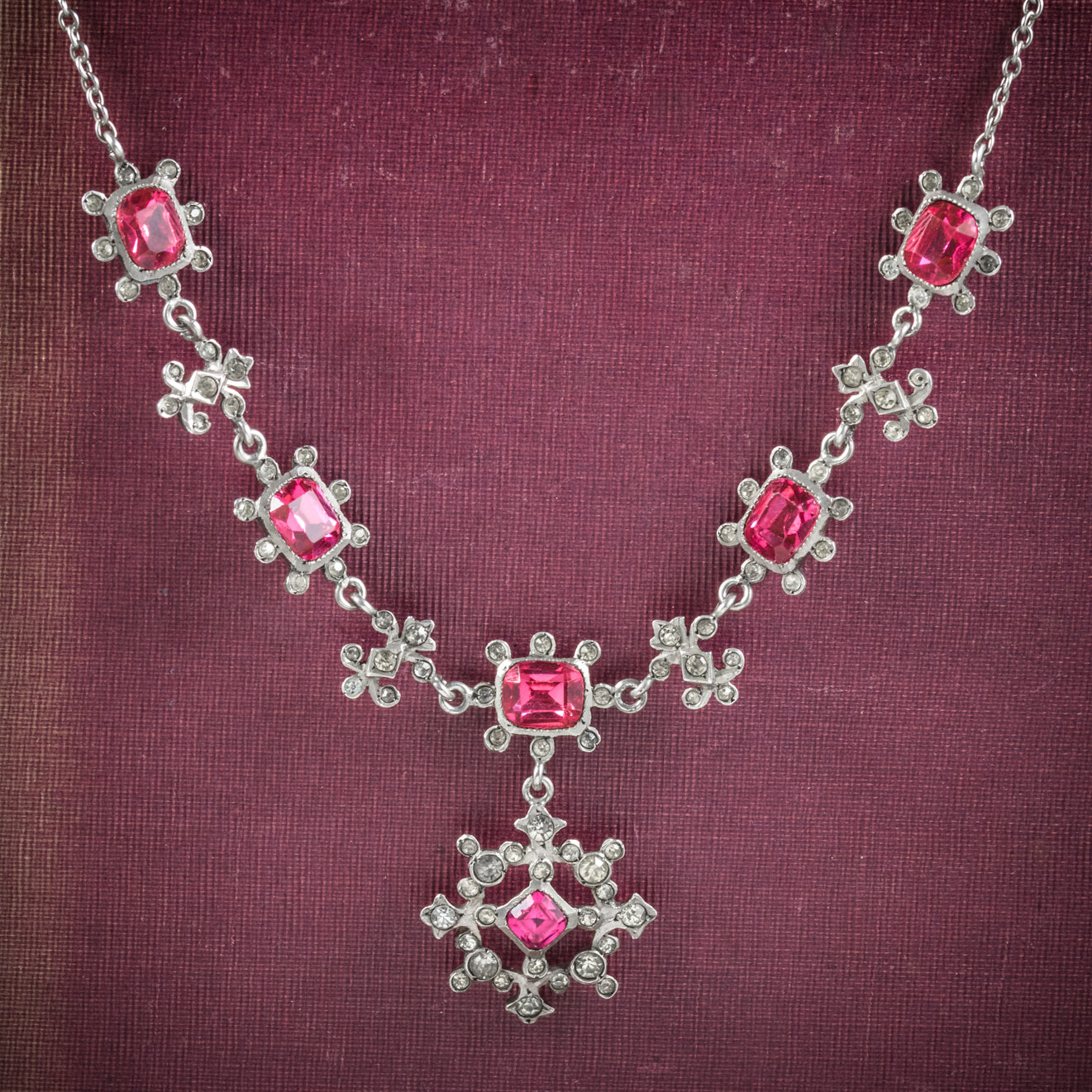 Antique Victorian Pink Paste Necklace Silver Circa 1900 – Antique ...