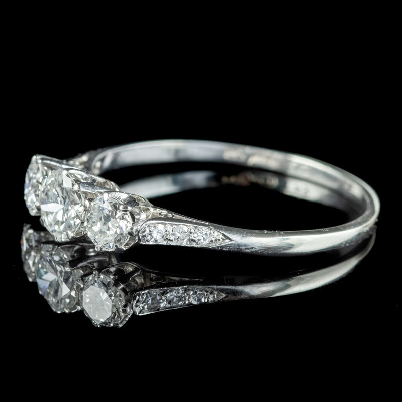 Antique Diamond Trilogy Ring 0.90ct Of Diamond 