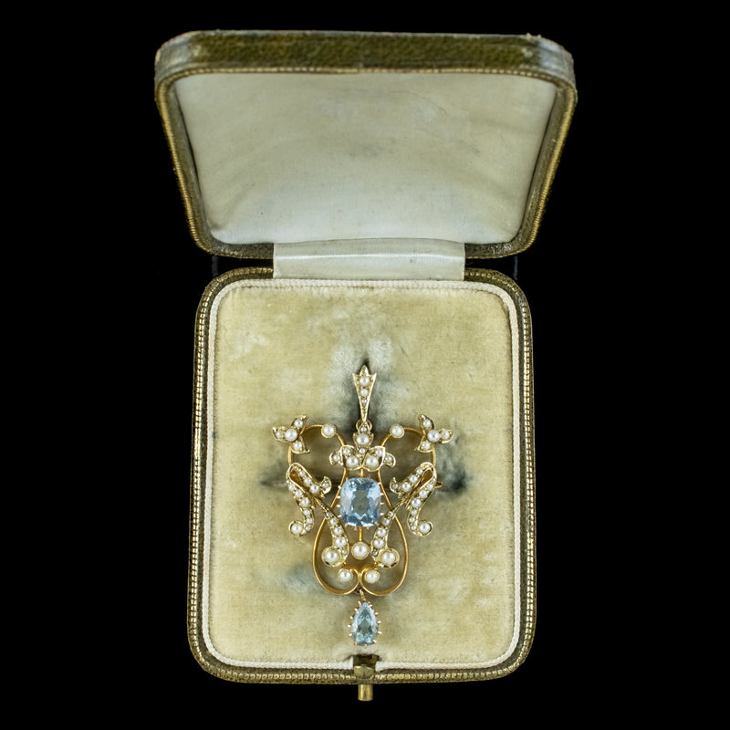 Antique Edwardian Natural Pearl Diamond Gold Drop Pendant Brooch, GIA –  jeweleretteandco