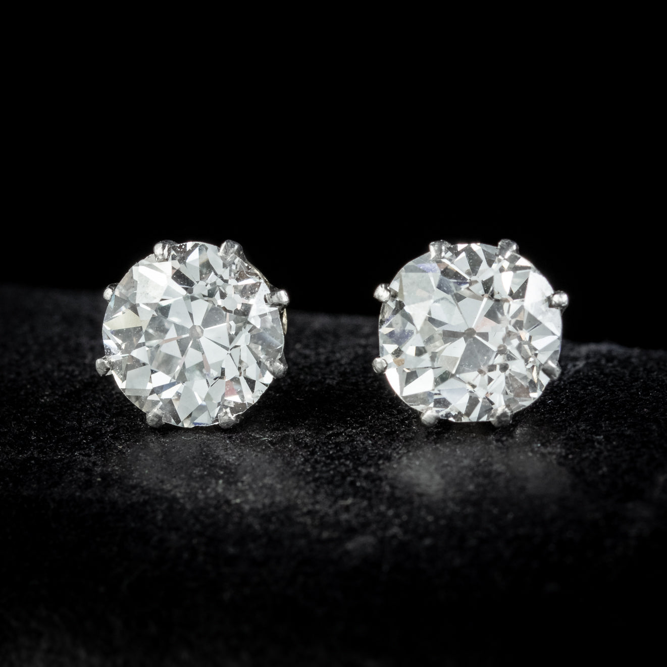 ANTIQUE EDWARDIAN DIAMOND STUD EARRINGS 3.40CT DIAMOND CIRCA 1901 WITH ...