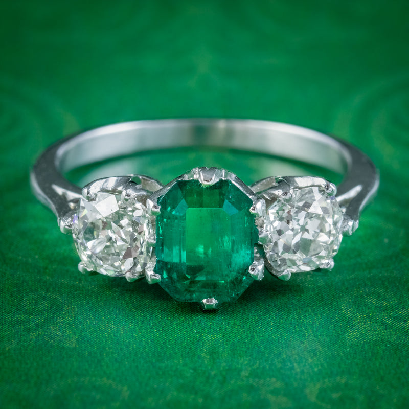 Antique Emerald and Diamond Floral Cluster Engagement Ring - Jewellery  Discovery