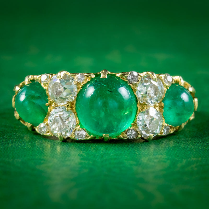 Emerald ring vintage emerald engagement ring set rose gold full eterni –  WILLWORK JEWELRY