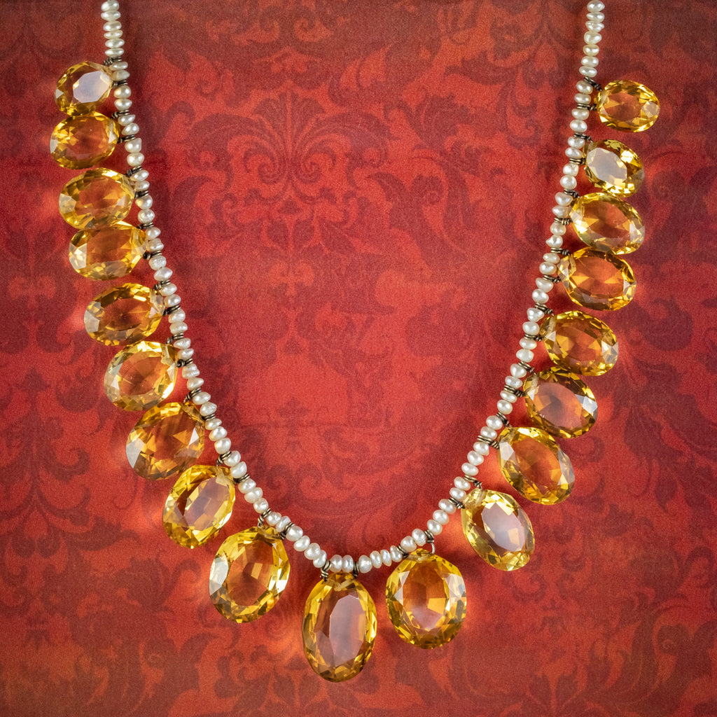 Vintage Unsigned Amber Citrine Heavy online Link Victorian 19” Statement Necklace 119.2