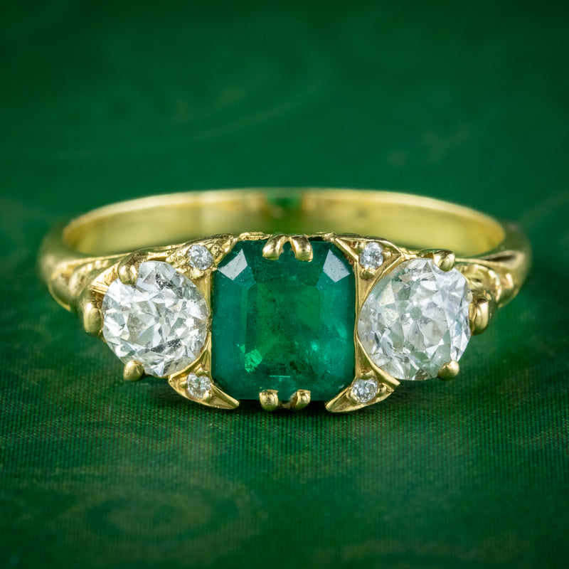 2PCS Vintage Emerald And Moissanite Wedding Ring Set Art Deco Bridal Ring  Set - MollyJewelryUS