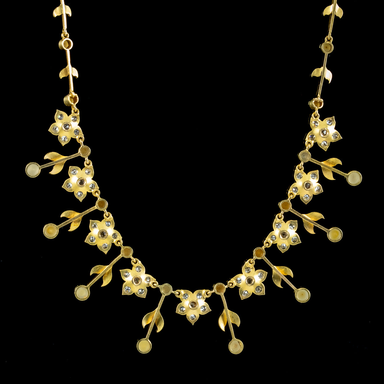 Antique Victorian Pearl Diamond Floral Necklace 18ct Gold With Box ...