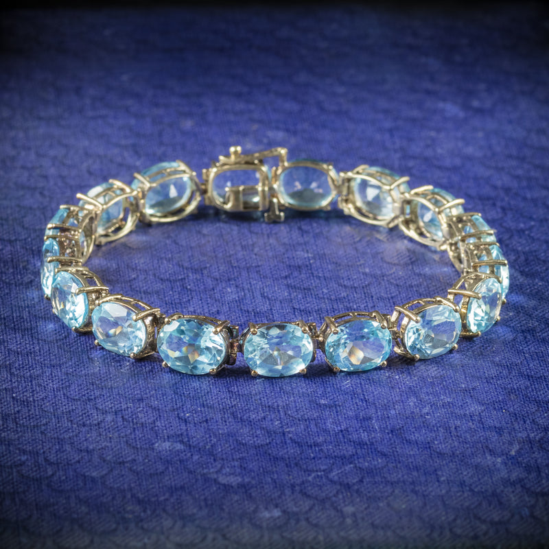Skyblue Topaz Tennis Bracelet (Size - 7.5) in Rhodium Overlay Sterling  Silver 6.05 Ct, Silver Wt 9.00 GM - 7638125 - TJC