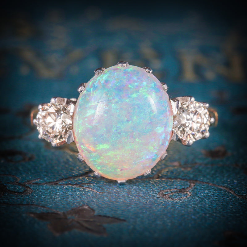 Vintage Opal and .55 ct. t.w. Diamond Ring in Platinum. Size 5.5 | eBay